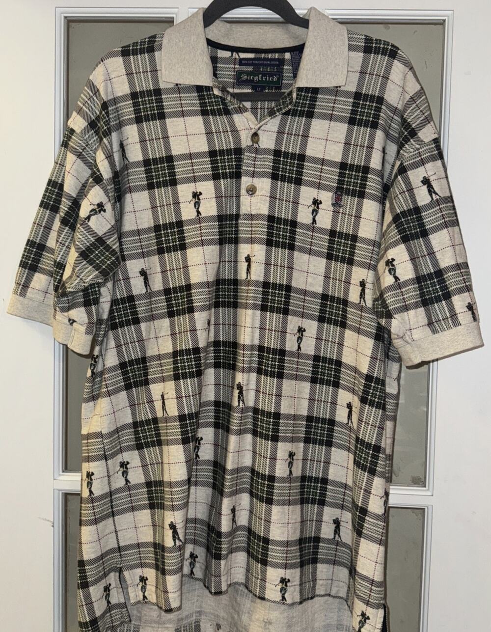 Men's Siegfried Vintage Golf Polo Golfers Print Large Tall HTF 100% Cotton